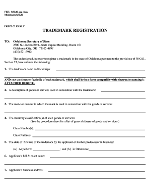 Oklahoma Trademark Registration Form