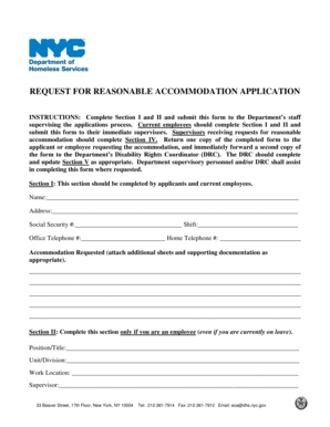 Request for Reasonable Accommodation Application