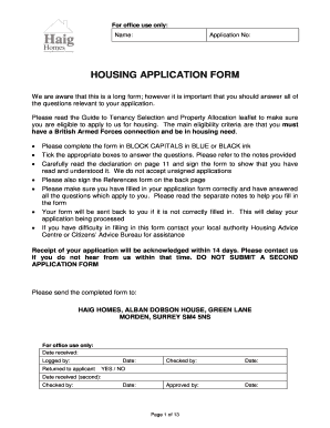 UK Armed Forces Housing Application Form