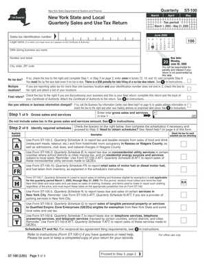 New York State Quarterly Sales Tax Return Form ST-100
