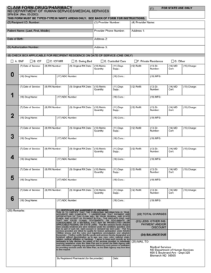North Dakota Drug Pharmacy Claim Form