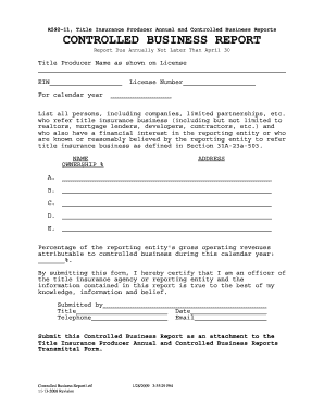 Title Insurance Producer Controlled Business Report