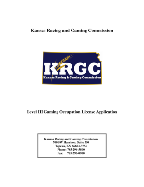 Kansas Level III Gaming Occupation License Application