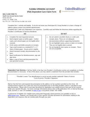 FSA Dependent Care Claim Form