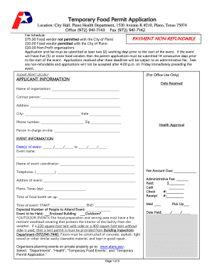 Temporary Food Permit Application