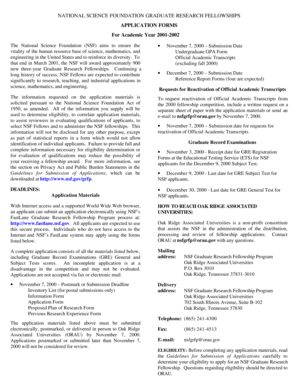 NSF Graduate Research Fellowship Application