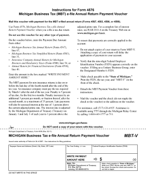 Michigan Business Tax e-file Annual Return Payment Voucher
