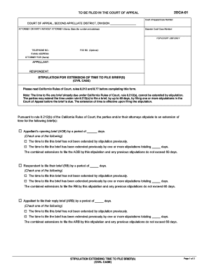 California Stipulation for Extension of Time to File Briefs