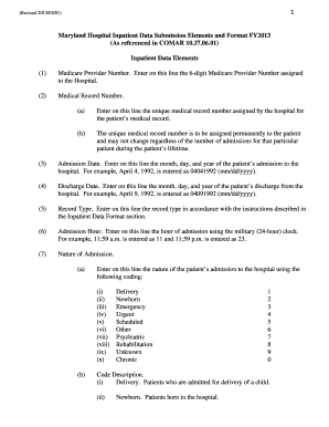 Maryland Hospital Inpatient Data Submission Form