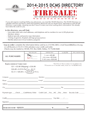 DCMS Directory Order Form