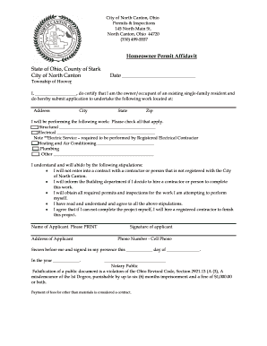 Homeowner Permit Affidavit