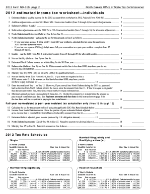 North Dakota ND-1ES Estimated Income Tax Form