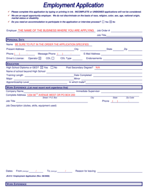 Employment Application Form