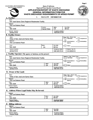 California Waste Discharge Application Form