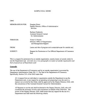 SAMPLE SEAL MEMO date MEMORANDUM FOR Douglas Elznic - ita doc