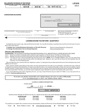 Delaware License/Excise Tax Return