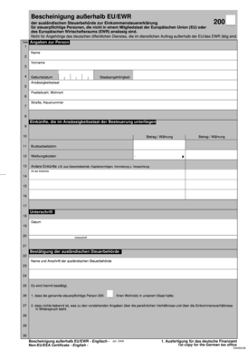 Non-EU/EEA Tax Certificate