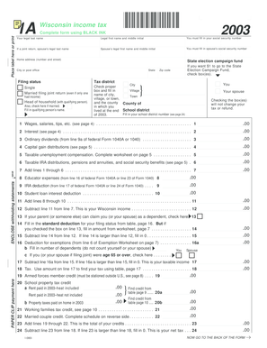 Wisconsin Income Tax Form I10003991
