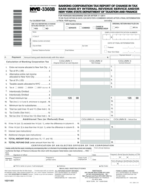 New York City Banking Corporation Tax Report