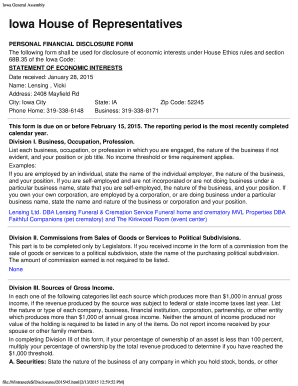Iowa Personal Financial Disclosure Form