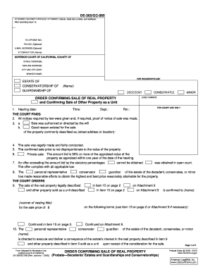Order Confirming Sale of Real Property