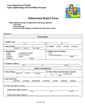 Texas Submersion Report Form