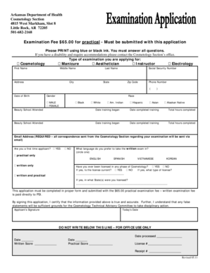 Arkansas Cosmetology Examination Application