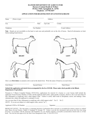 Illinois Livestock Brand Registration Application