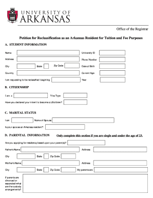 Arkansas Residency Reclassification Petition