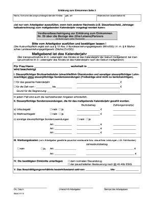Erklärung zum Einkommen