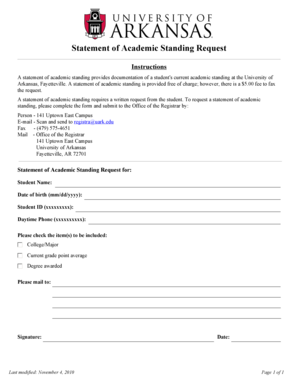 Statement of Academic Standing Request