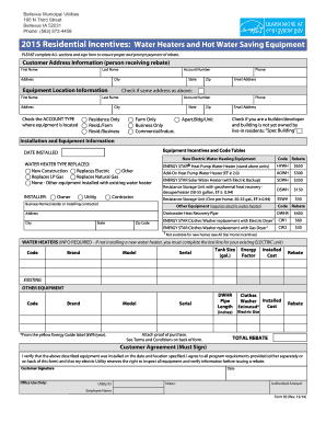 2015 Residential Water Heater Rebate Form