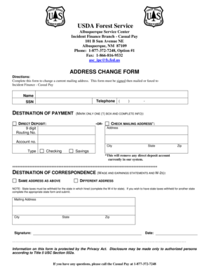 USDA Address Change Form