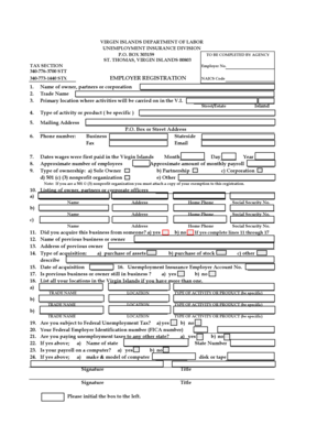 Virgin Islands Employer Registration Form