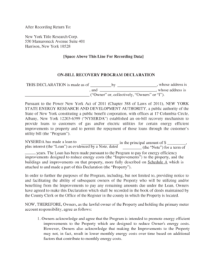 New York On-Bill Recovery Program Declaration