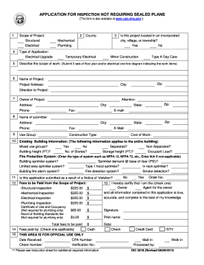 Ohio Inspection Application for Minor Construction