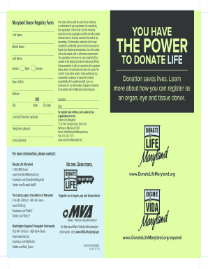 Maryland Donor Registry Form