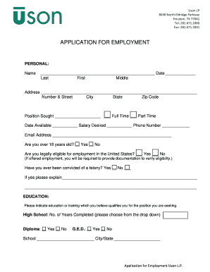 Uson Application for Employment