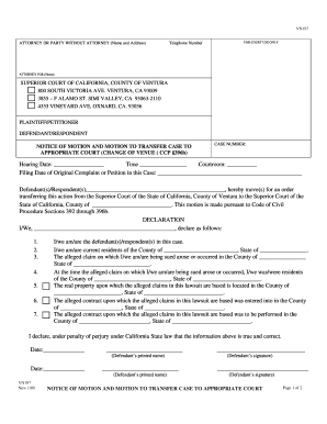 California Motion to Transfer Case