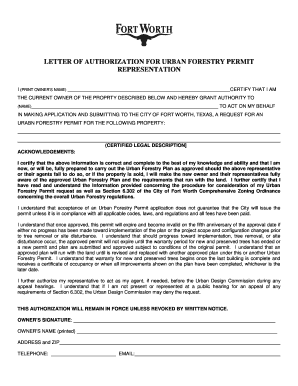Urban Forestry Permit Application