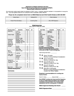 EPSDT Medical Needs Assessment Form DMAS-62