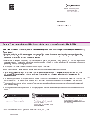 Form of Proxy - MCAN Mortgage Corporation
