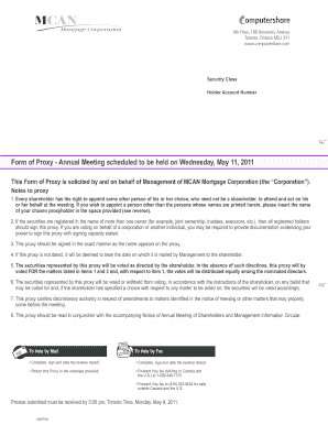 MCAN Mortgage Corporation Proxy Form