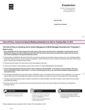 MCAN Mortgage Corporation Proxy Form