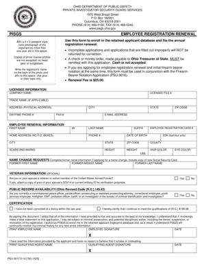 Ohio Private Investigator Employee Registration Renewal