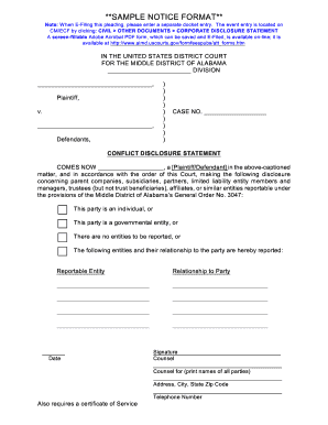 Conflict Disclosure Statement