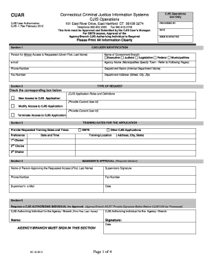 Connecticut CJIS User Authorization Request