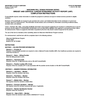 Wisconsin Well Woman Program Breast and Cervical Cancer Screening Activity Report