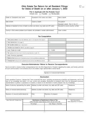 Ohio Estate Tax Return
