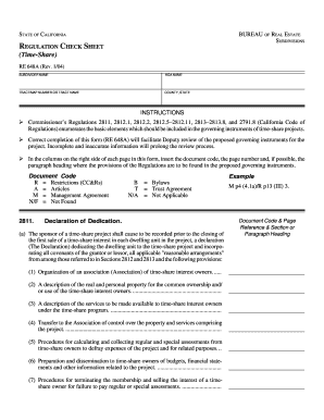 RE 648A Regulation Checksheet (Time Share). regulation checksheet for timeshare